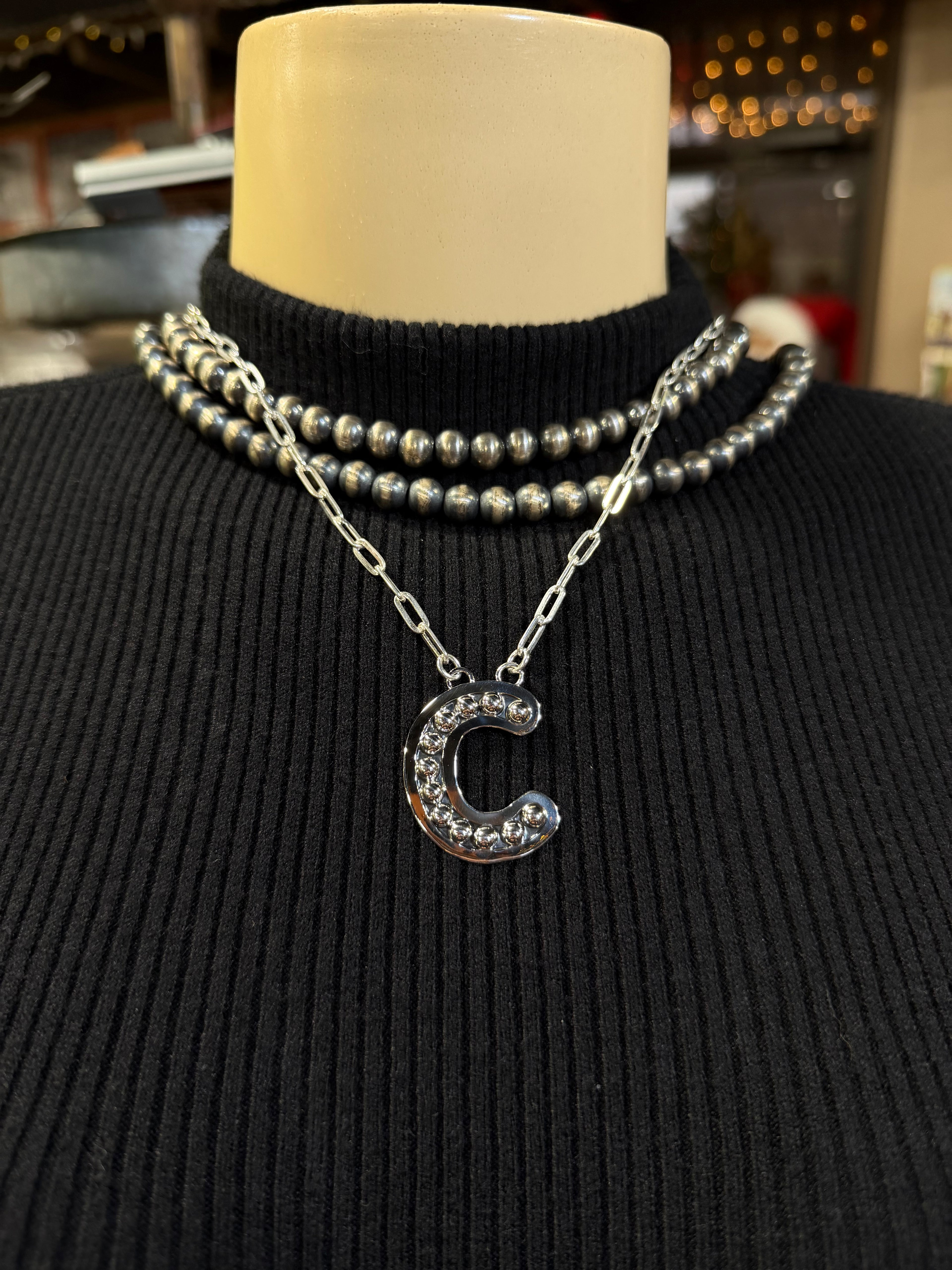 Navajo Pearl Initial Necklace