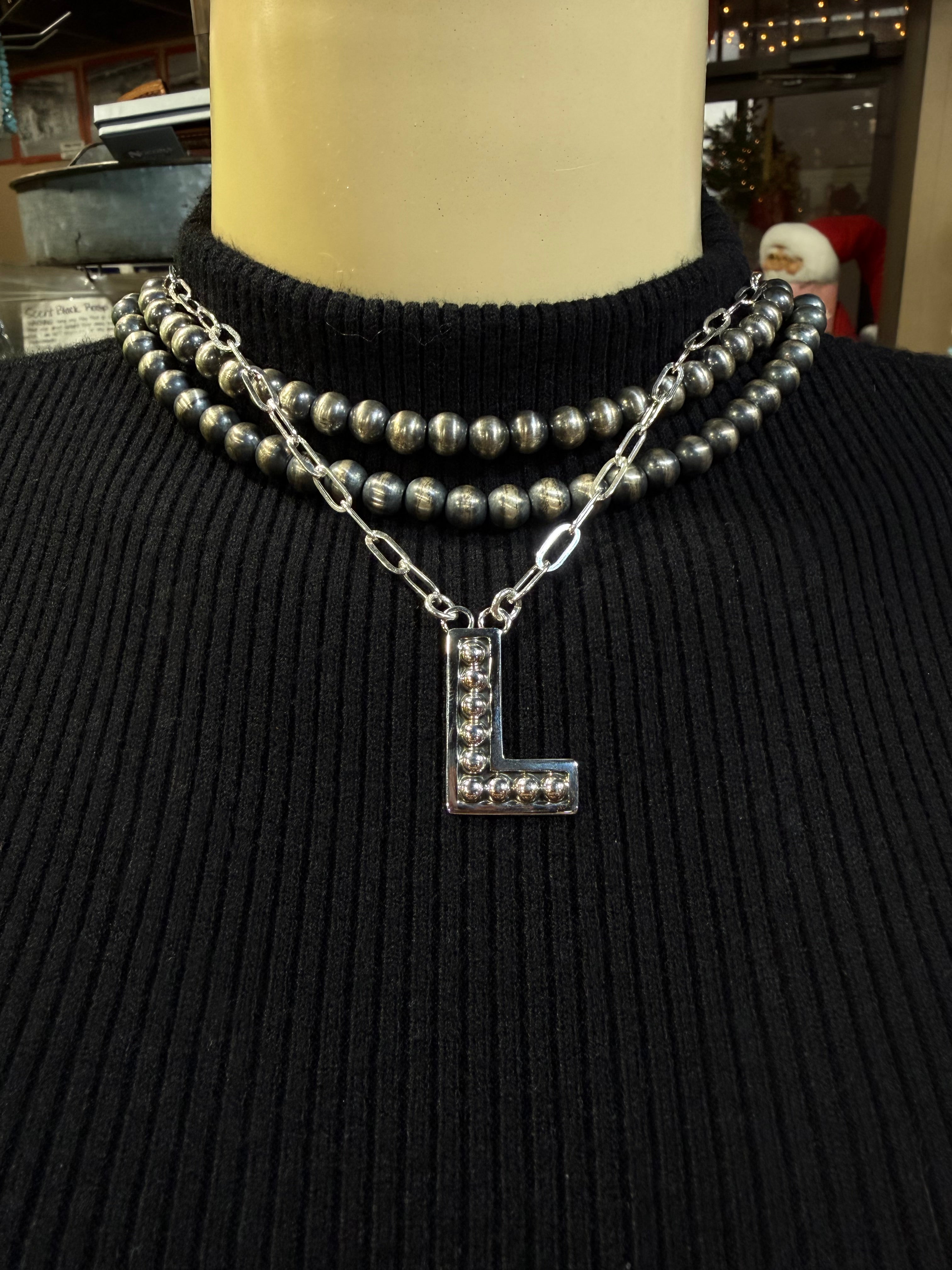 Navajo Pearl Initial Necklace