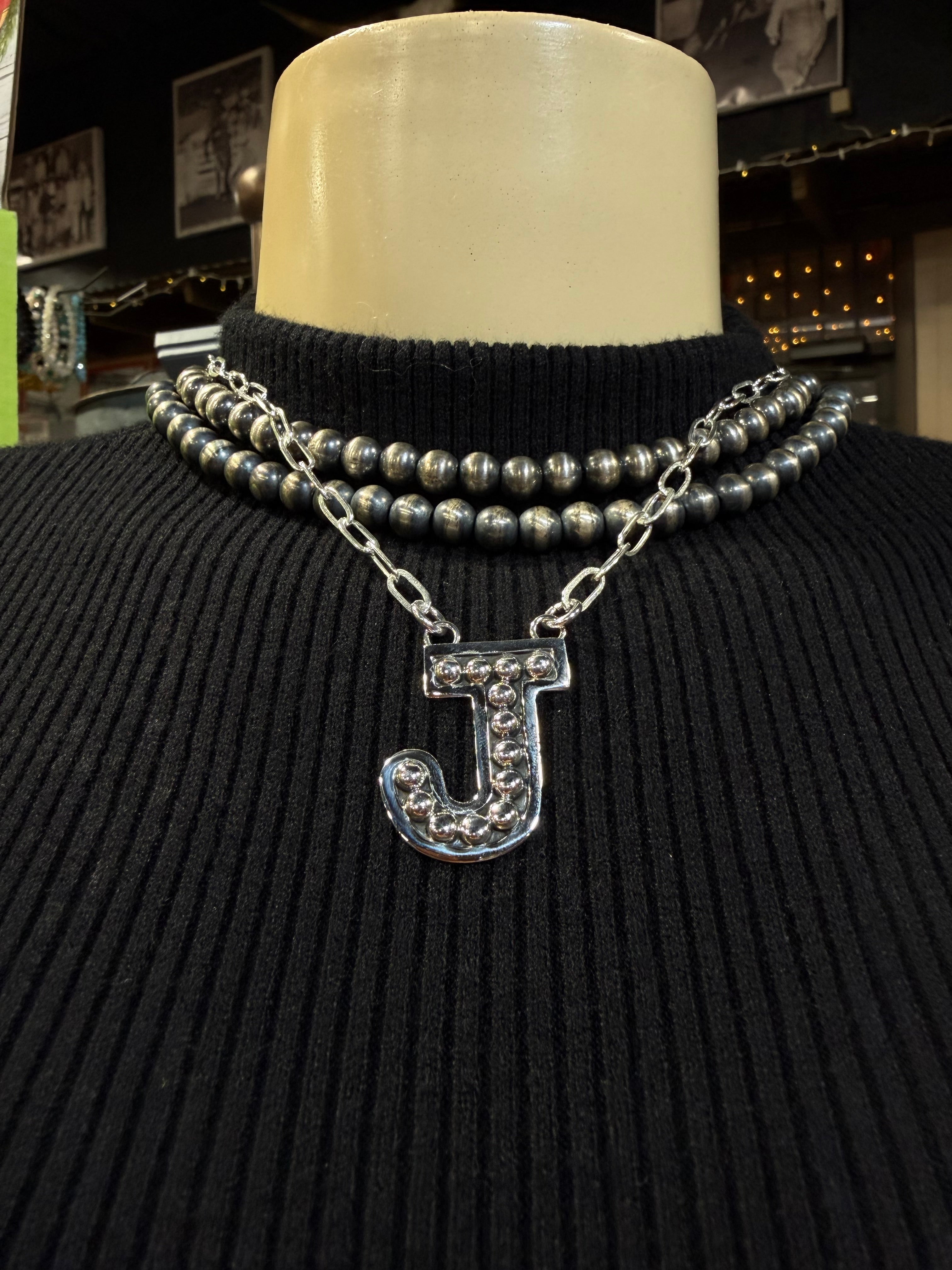 Navajo Pearl Initial Necklace