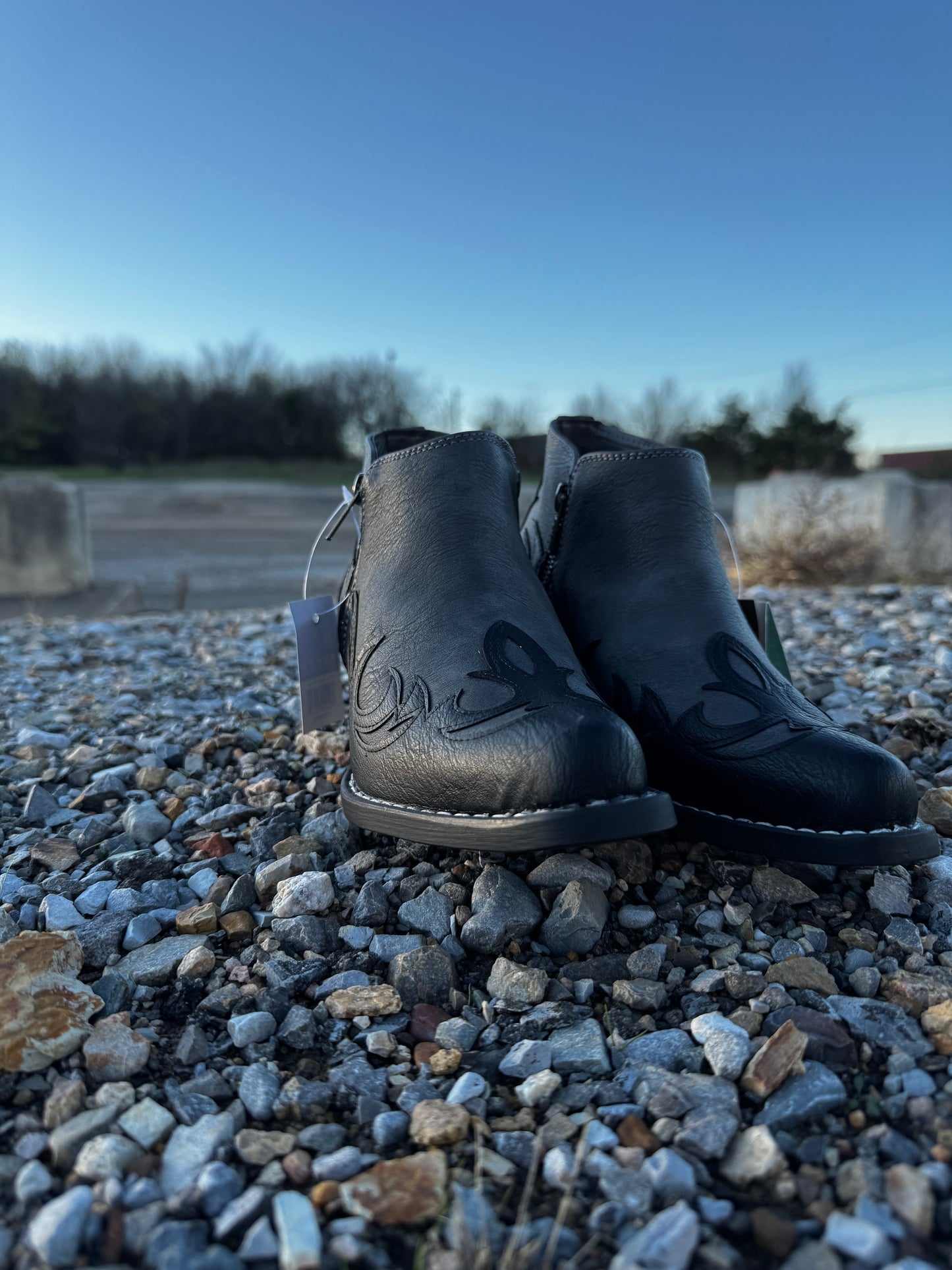 Grey Boot Stitch Roper Booties (3582)