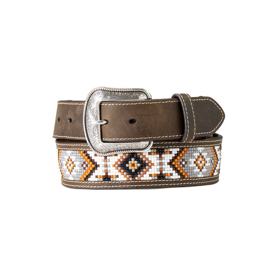 3D Men’s Orange/Grey Beaded Belt (6602)