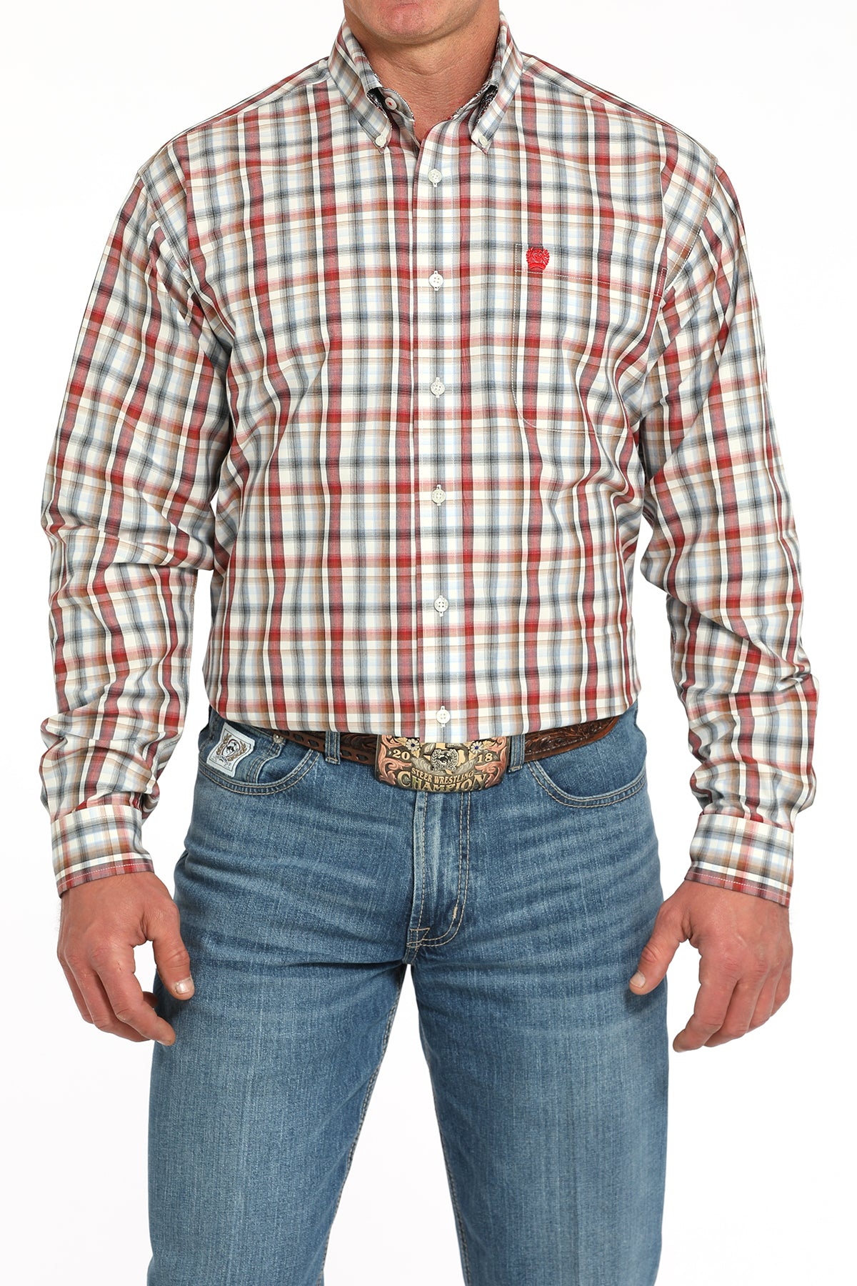 Cinch Men’s Red/Blue Plaid Shirt (5946)