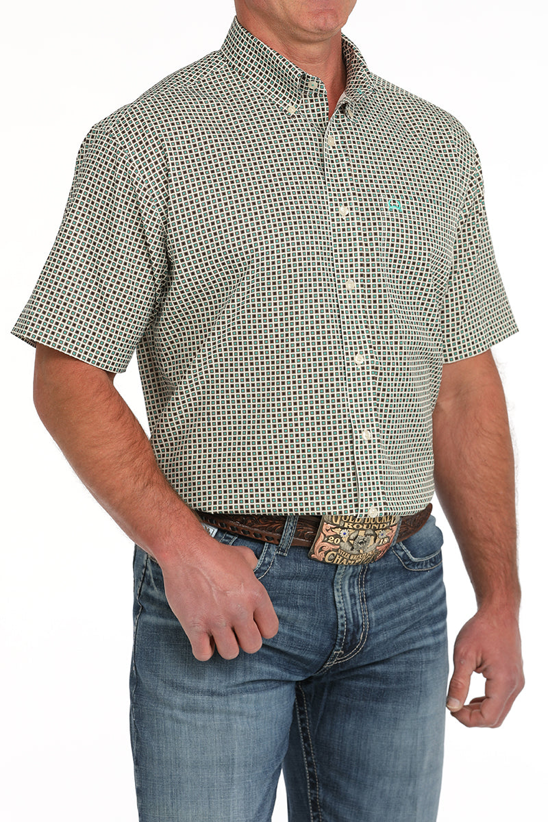 Cinch Men’s Green Patterned SS Shirt (4148)