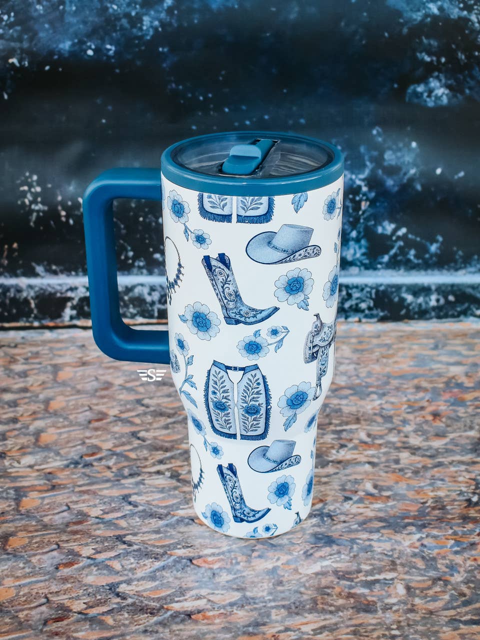 Western Chinoiserie Flip Top Tumbler