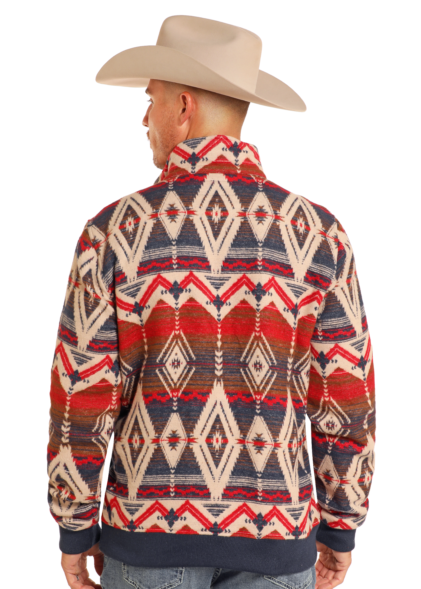 Aztec Jacquard Bomber Pullover