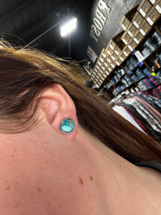 Turquoise Circle Studs