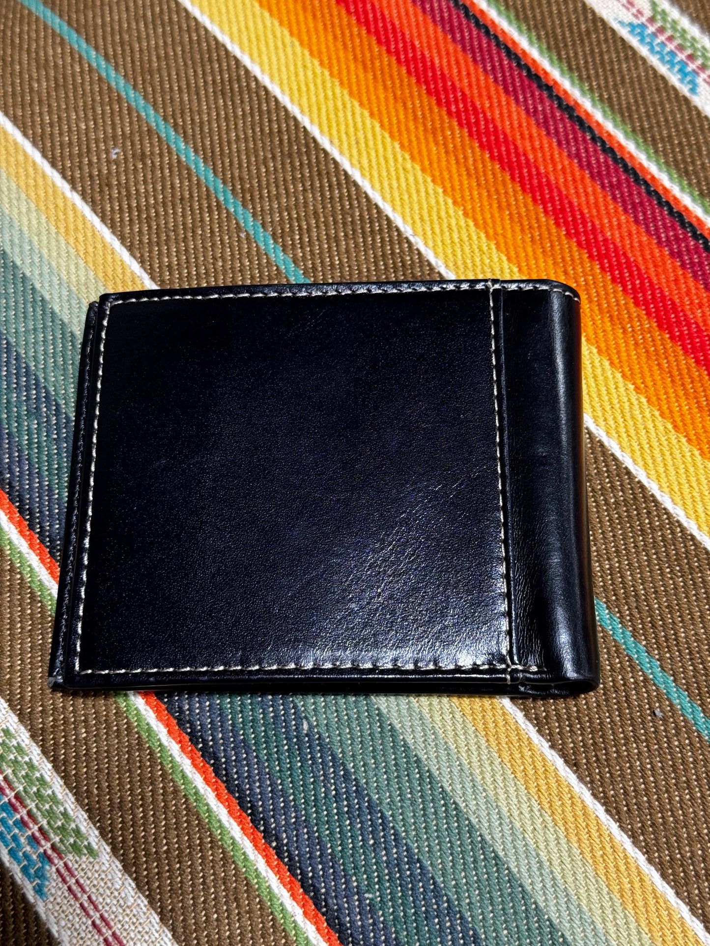 Tony Lama Black with Brown Tooling Bifold Wallet (38w3)