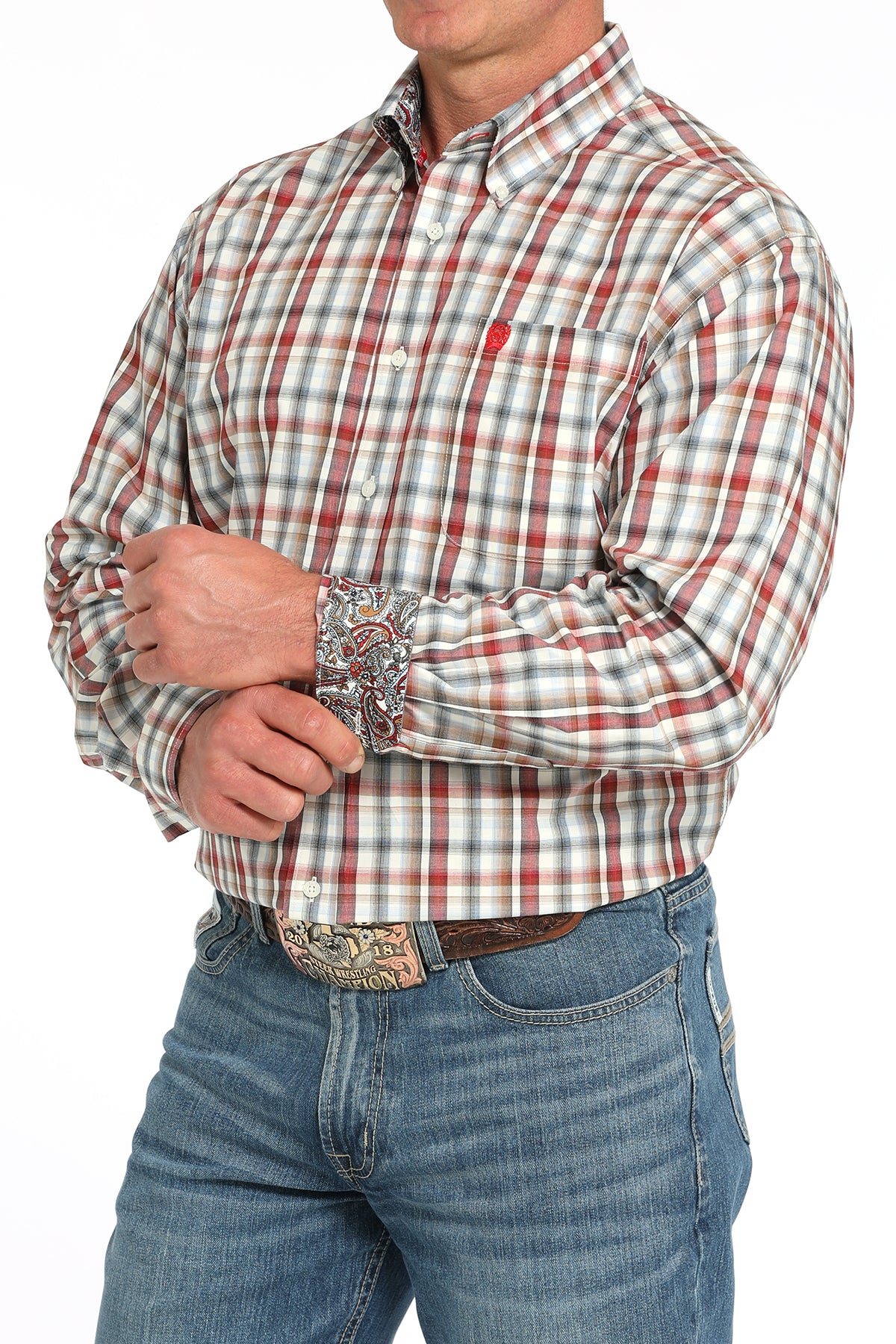 Cinch Men’s Red/Blue Plaid Shirt (5946)