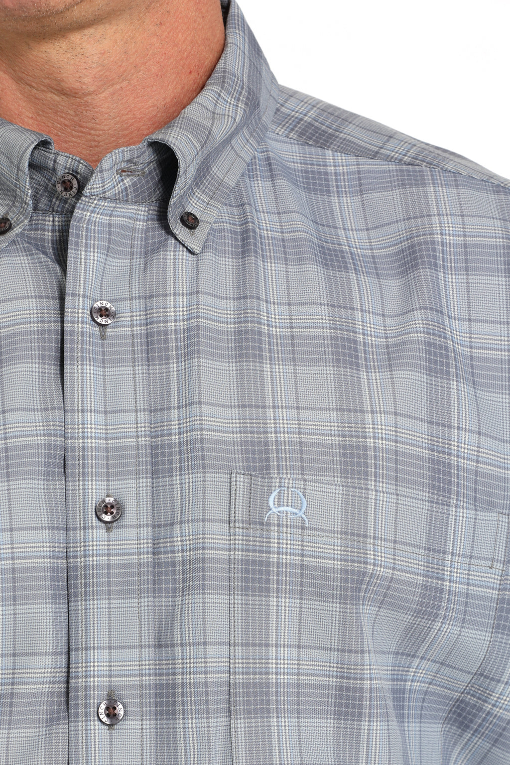 Cinch Men’s Grey Plaid SS Shirt (4153)