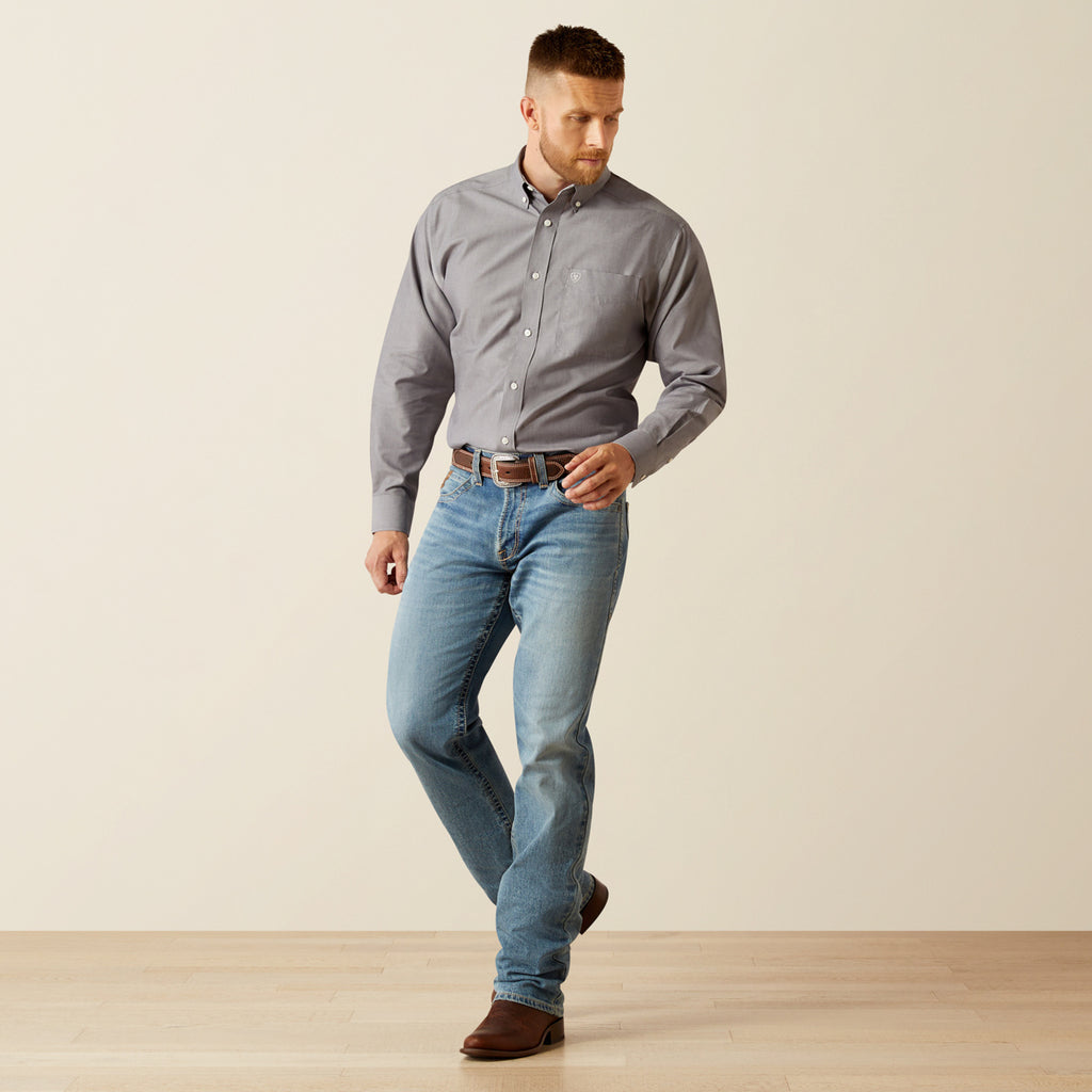 Men’s Wrinkle Free Solid Grey Shirt (8804)