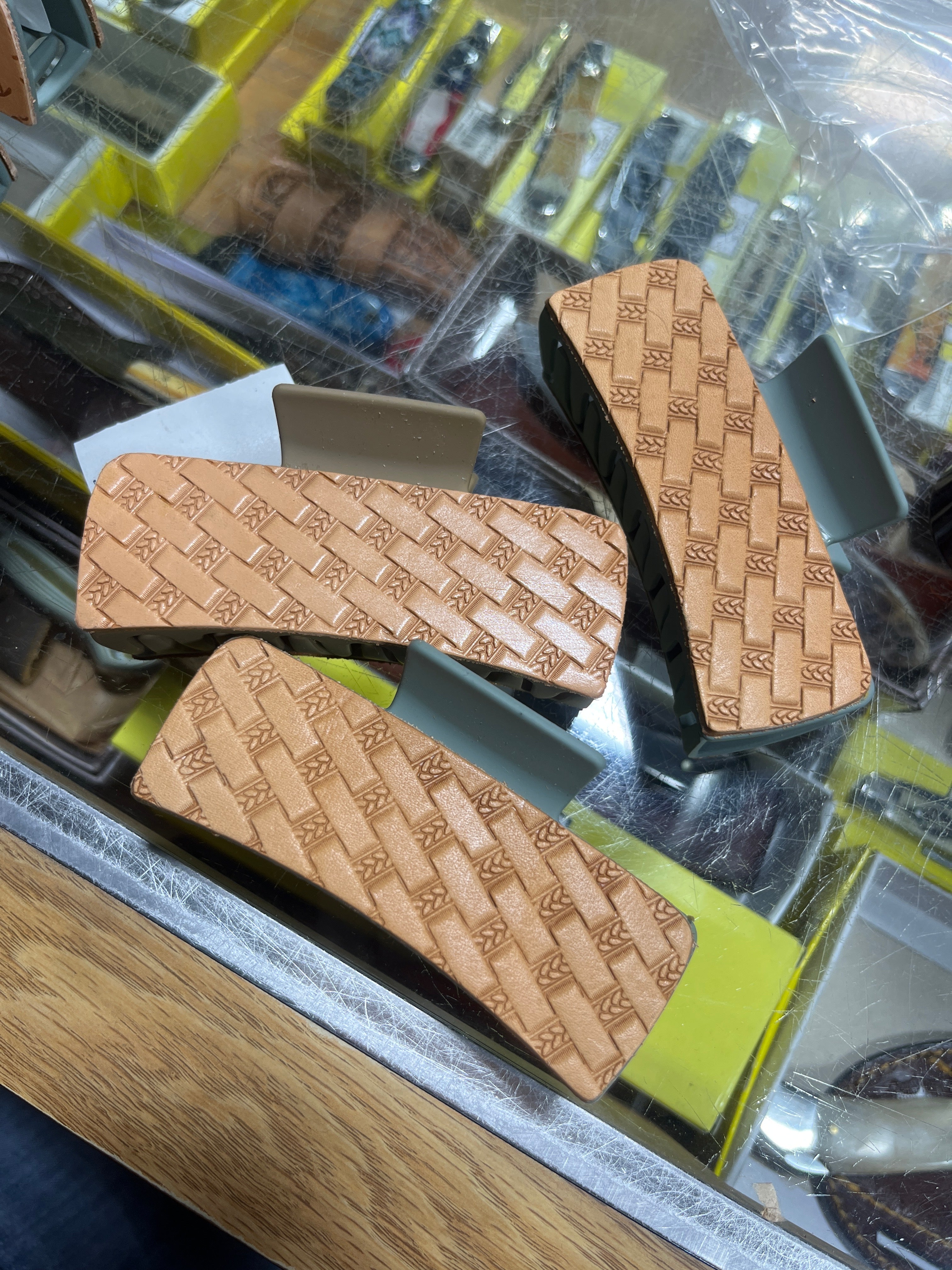 Leather hair clips