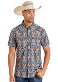 Rock & Roll Brown Aztec Short Sleeve Shirt