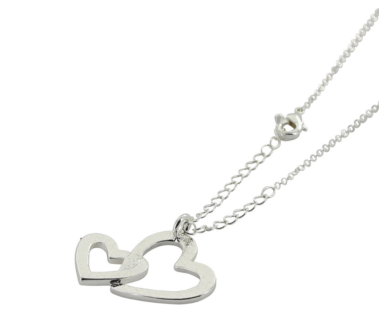 Double Heart with Crystal Necklace