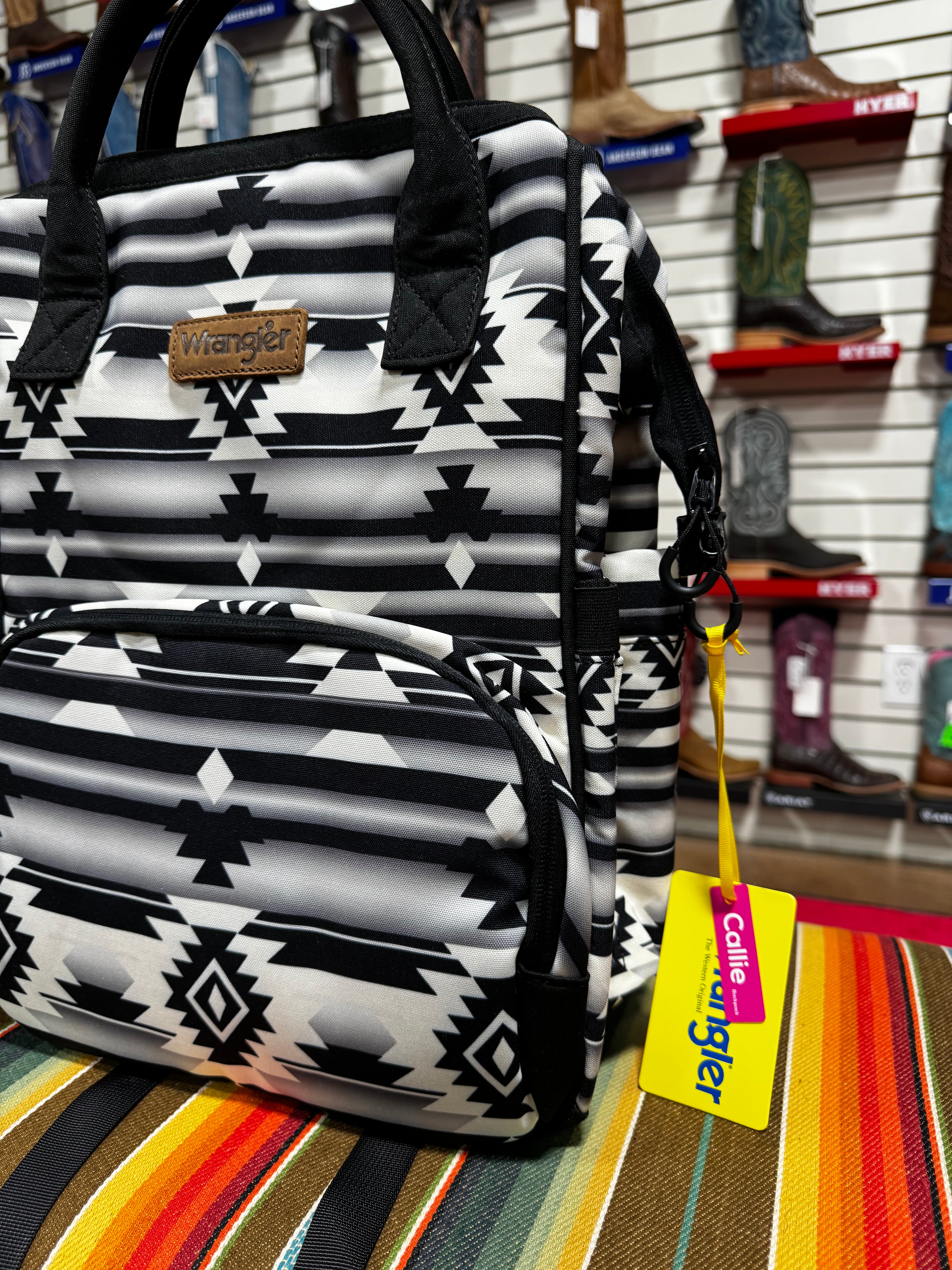 aztec leather backpack Wrangler Callie Aztec Backpack Black