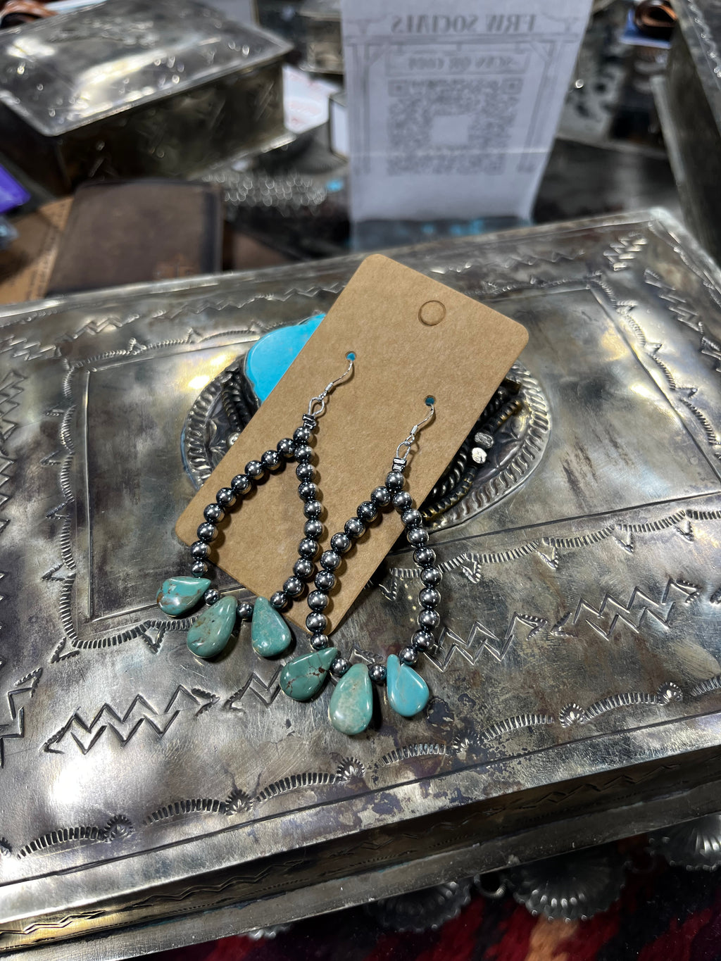 Green Stone Navajo Earrings