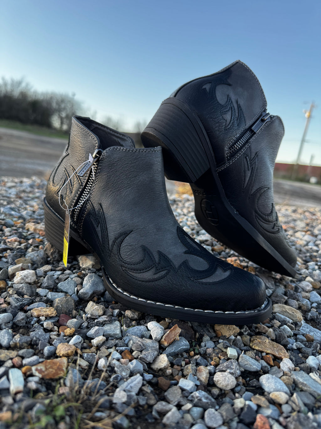 Grey Boot Stitch Roper Booties (3482)