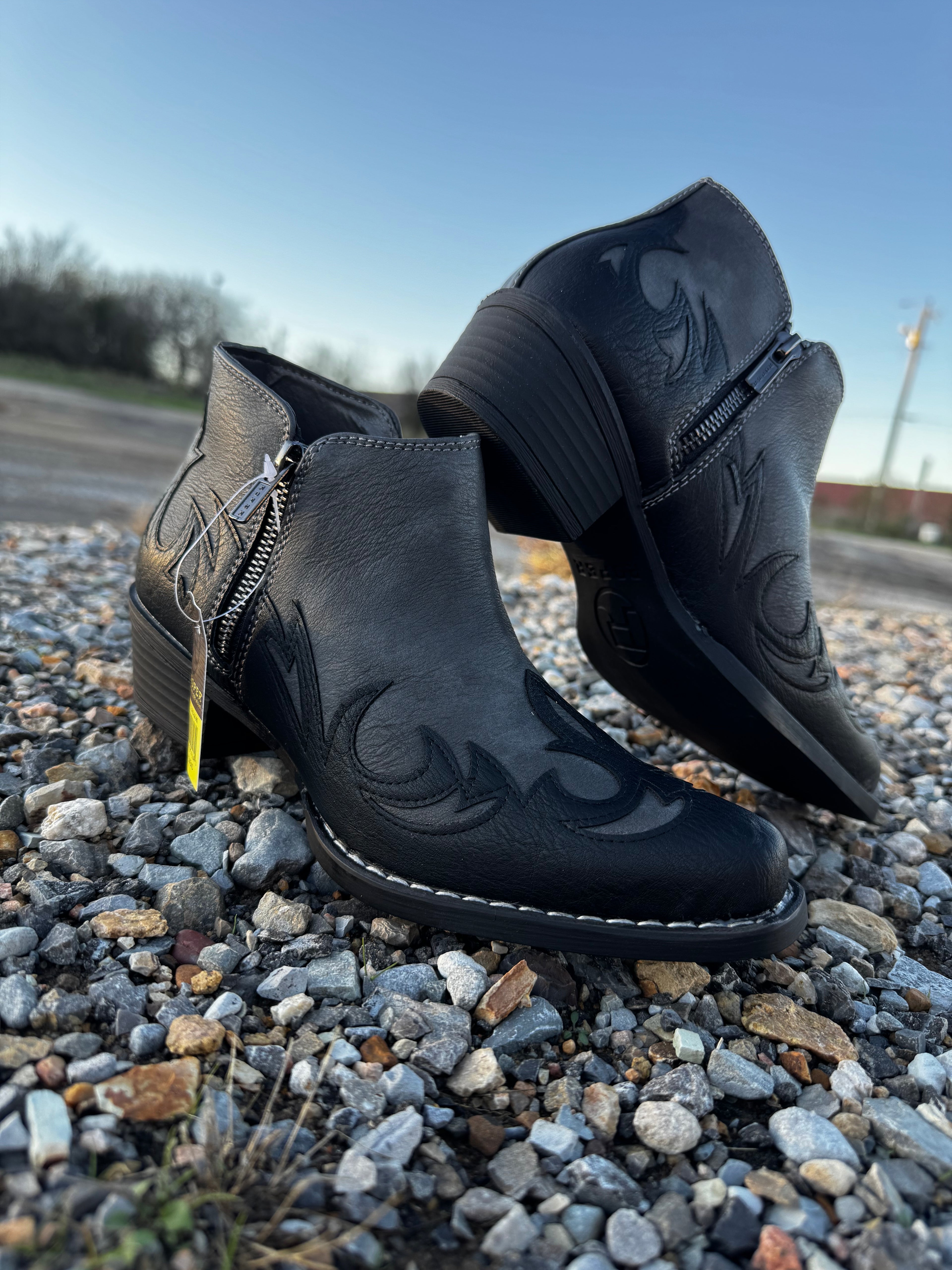 Grey Boot Stitch Roper Booties (3482)