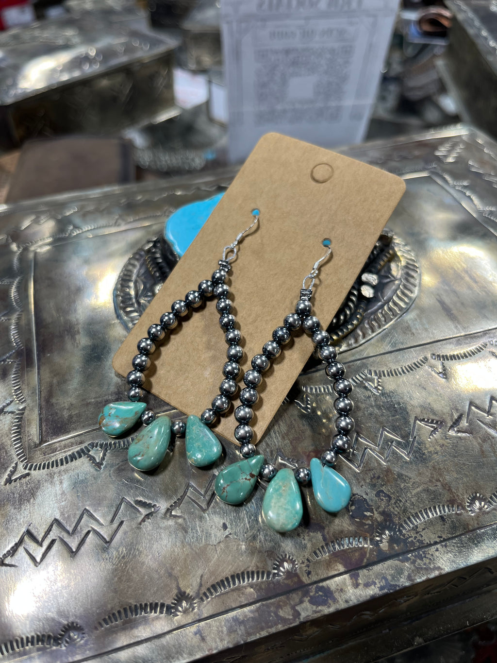 Green Stone Navajo Earrings