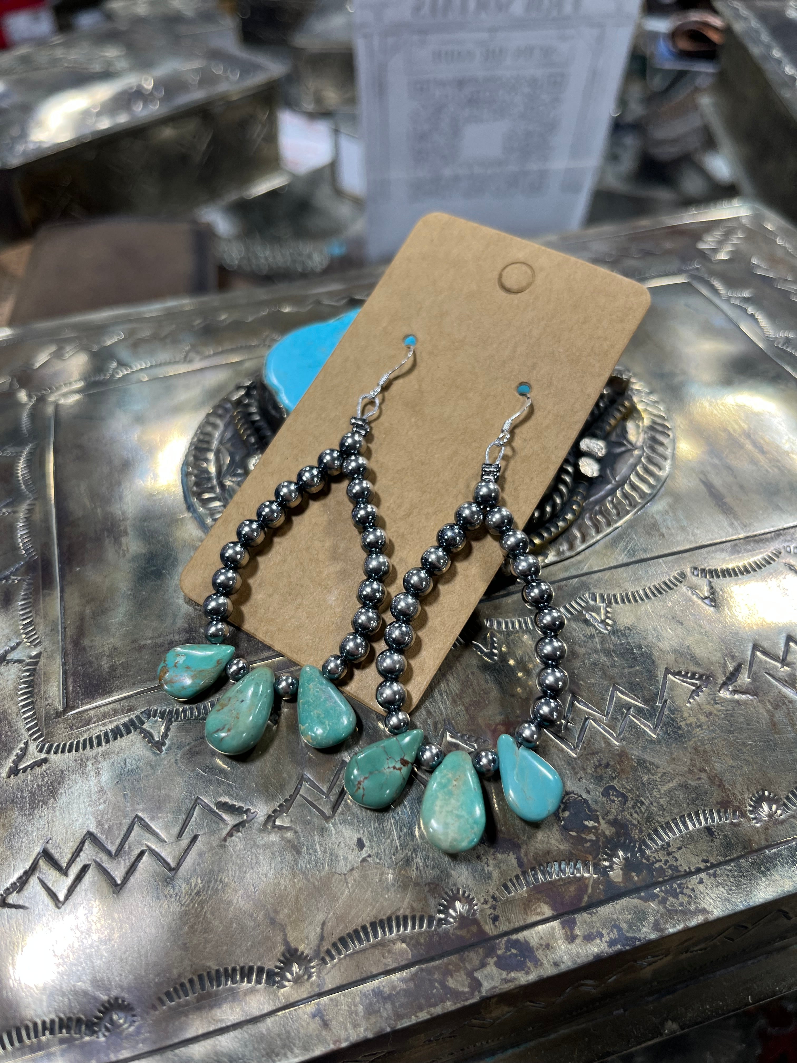 Green Stone Navajo Earrings