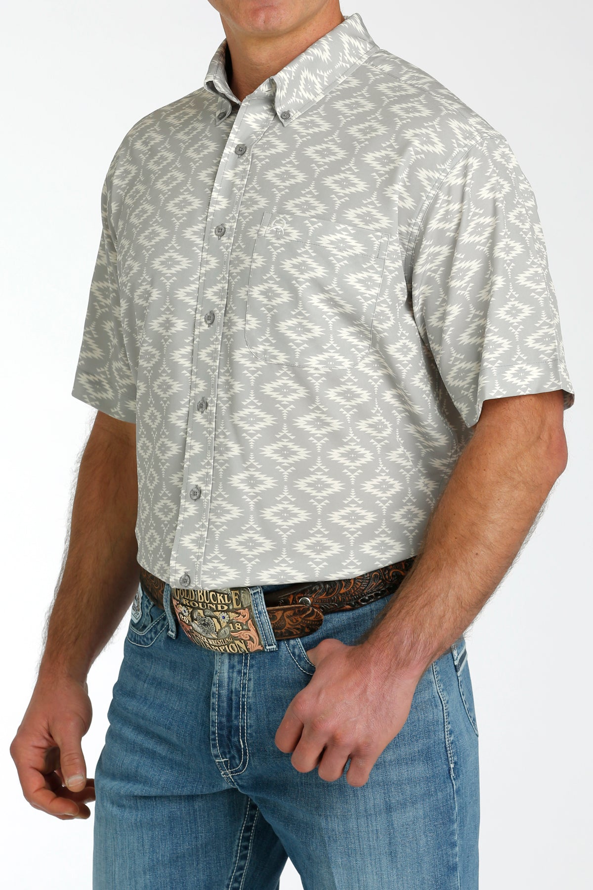 Men’s Cinch Grey Aztec Shirt (4135)