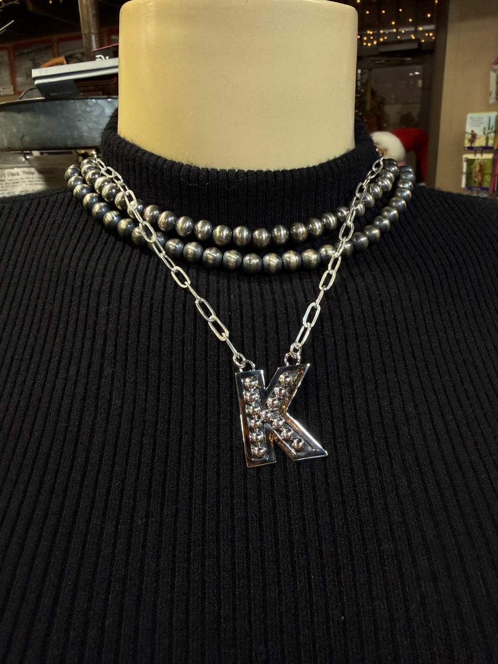 Navajo Pearl Initial Necklace