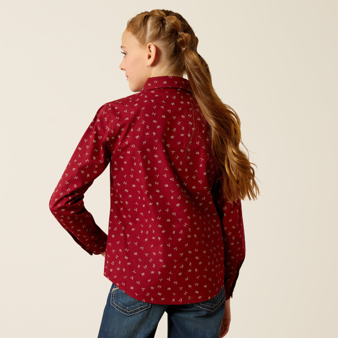 Girl’s Red Ranch LS Shirt
