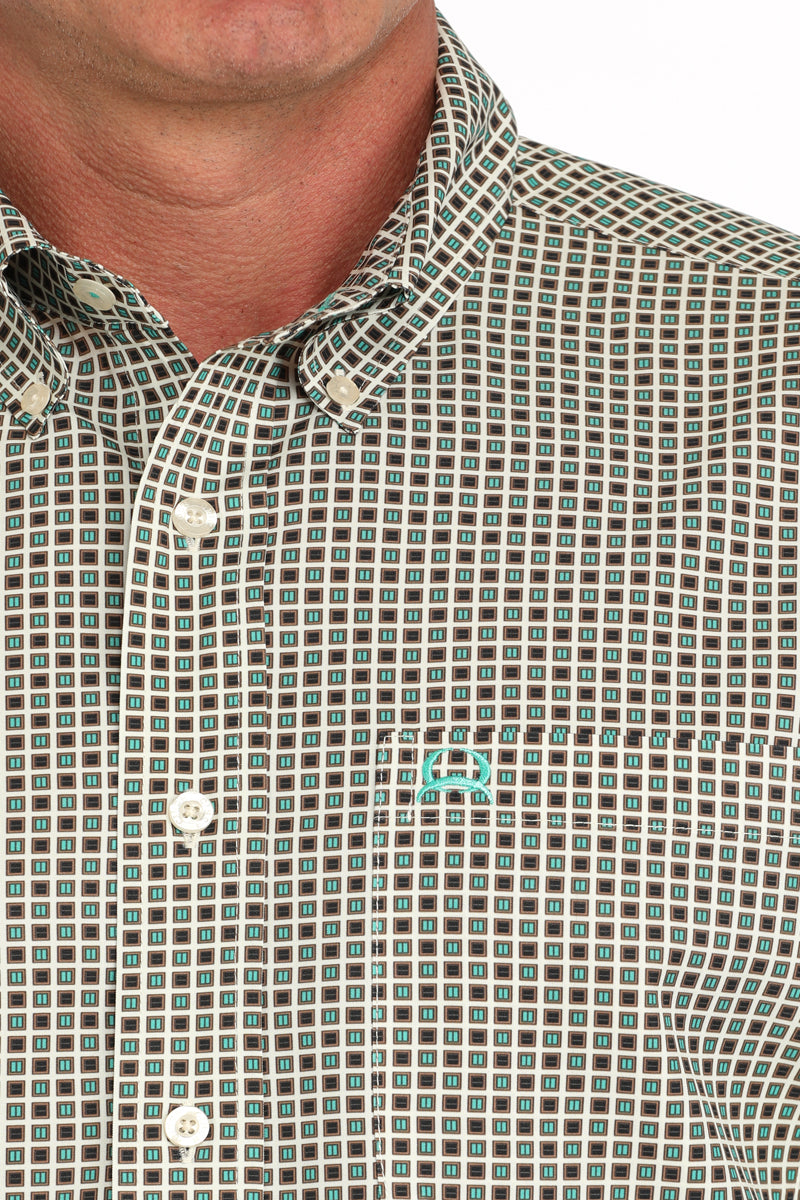 Cinch Men’s Green Patterned SS Shirt (4148)
