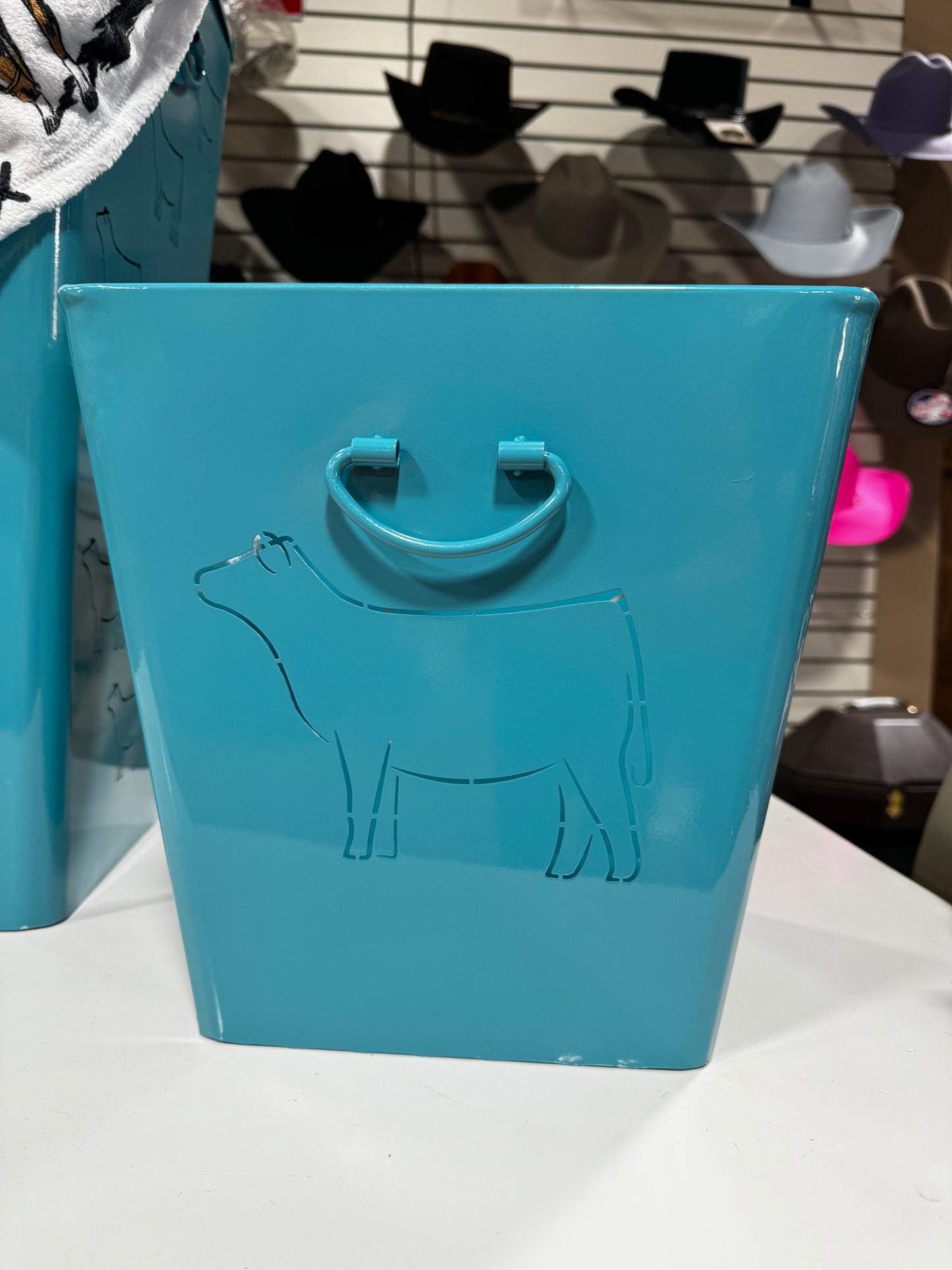 Turquoise Show Calf Trash Bin