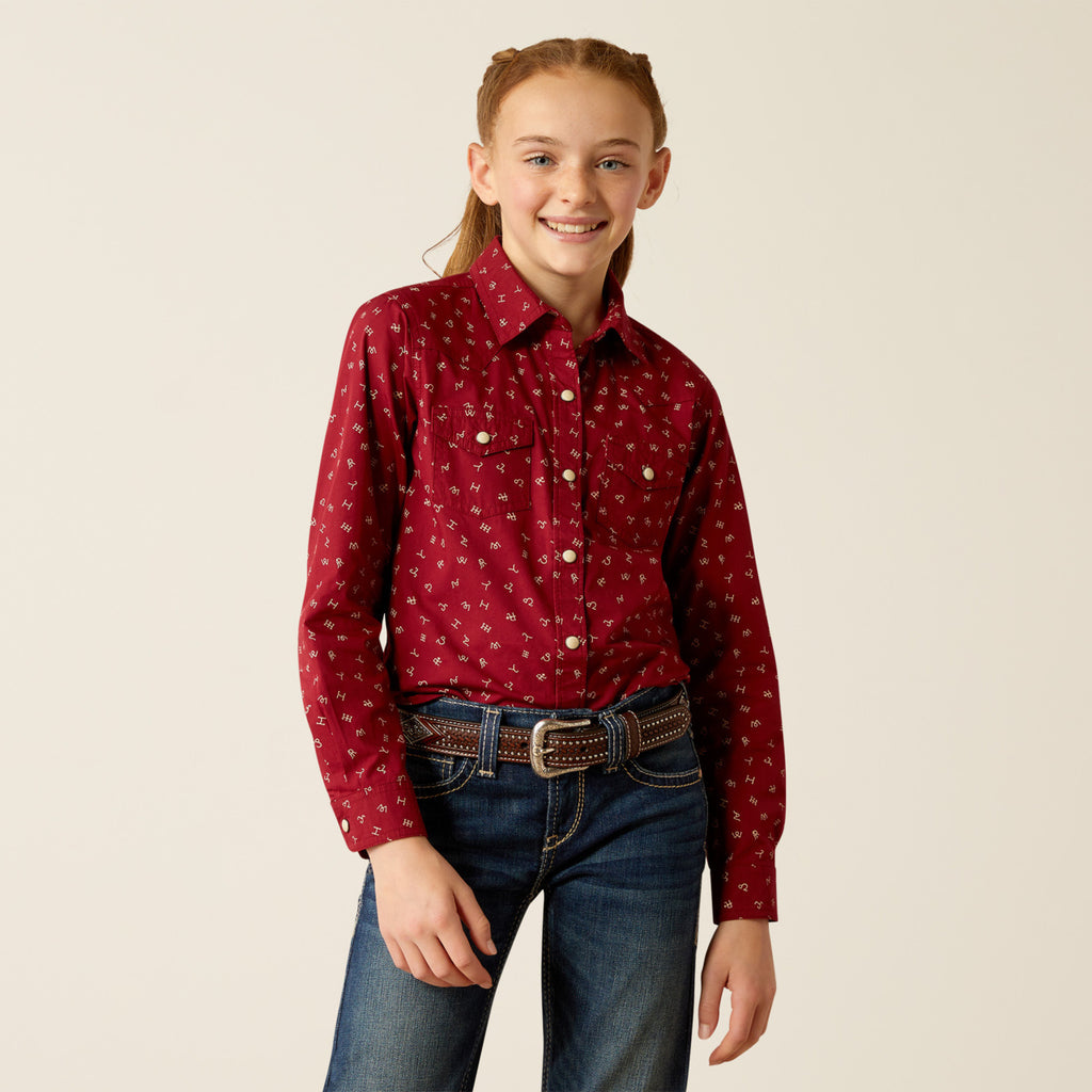 Girl’s Red Ranch LS Shirt