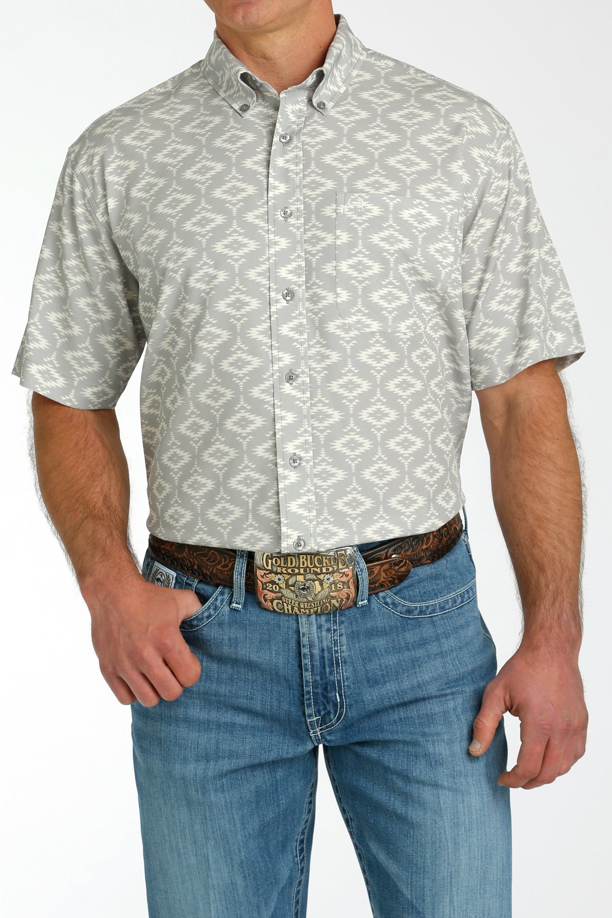 Men’s Cinch Grey Aztec Shirt (4135)