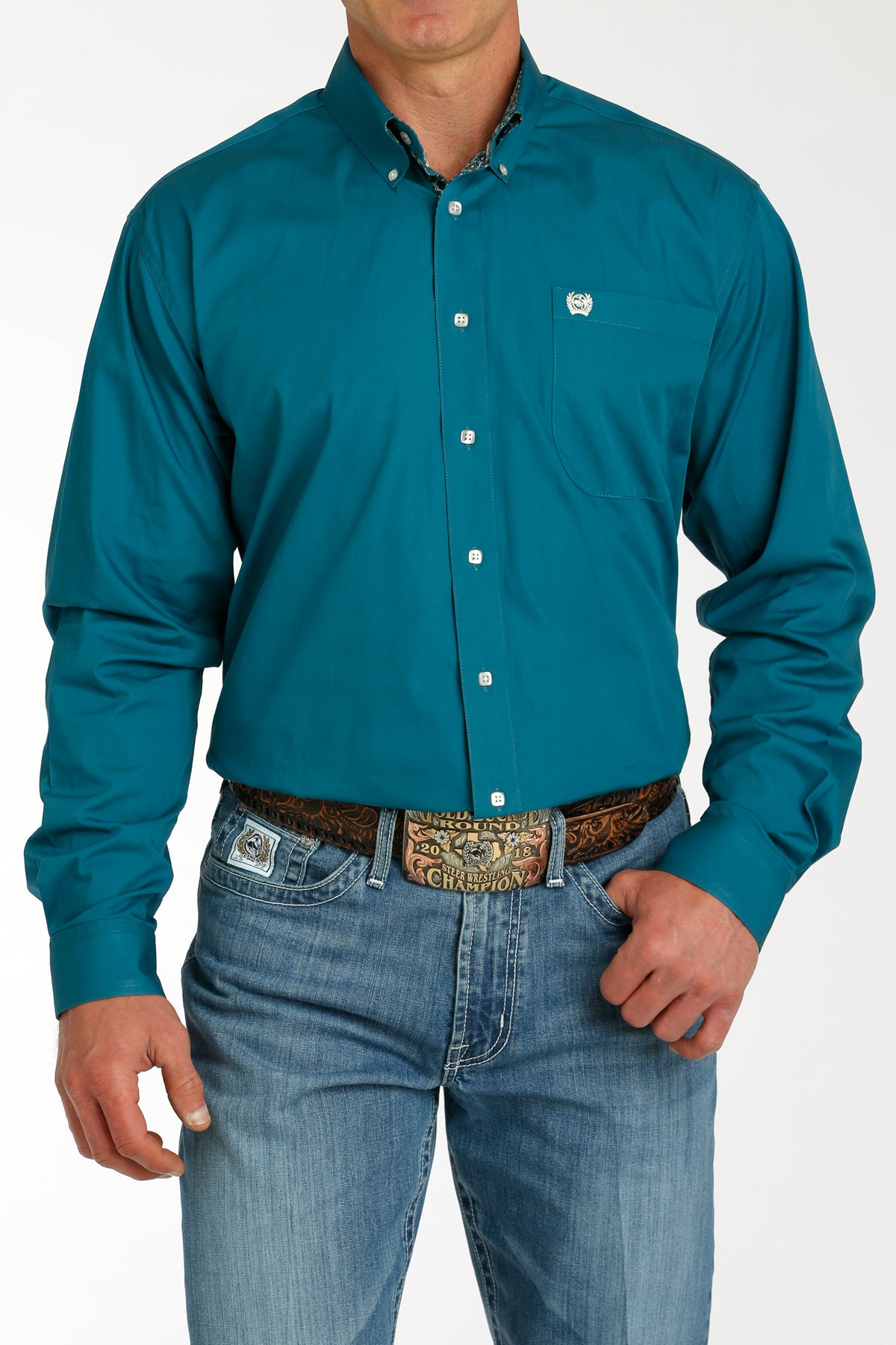 Men’s Solid Teal Shirt (5777)