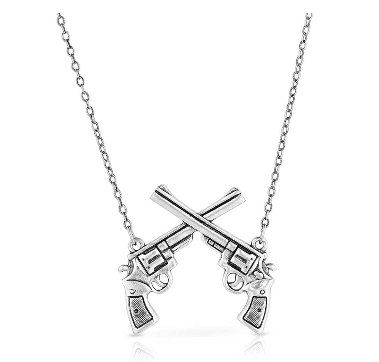 Crossed Pistols Pendant Necklace