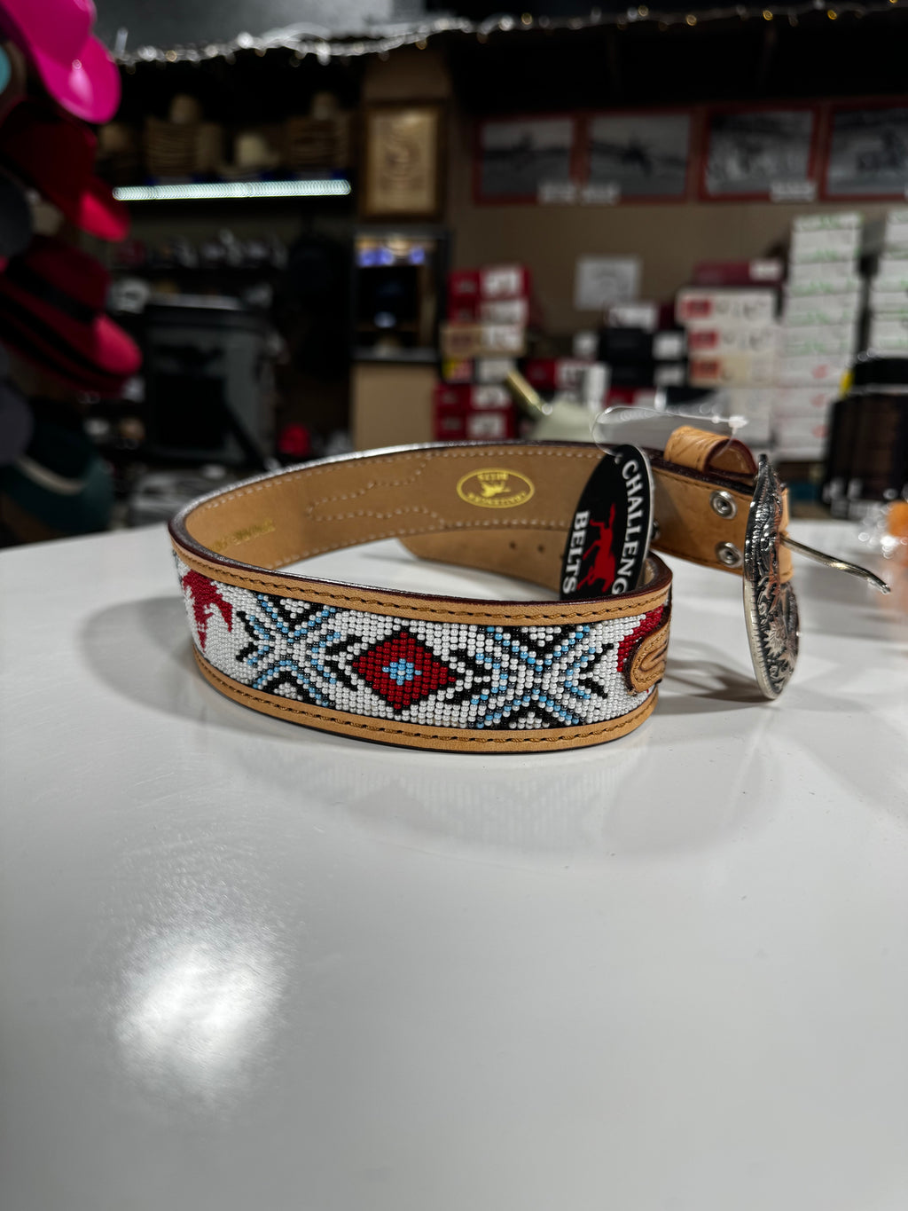 Cow Skull Beaded Belt