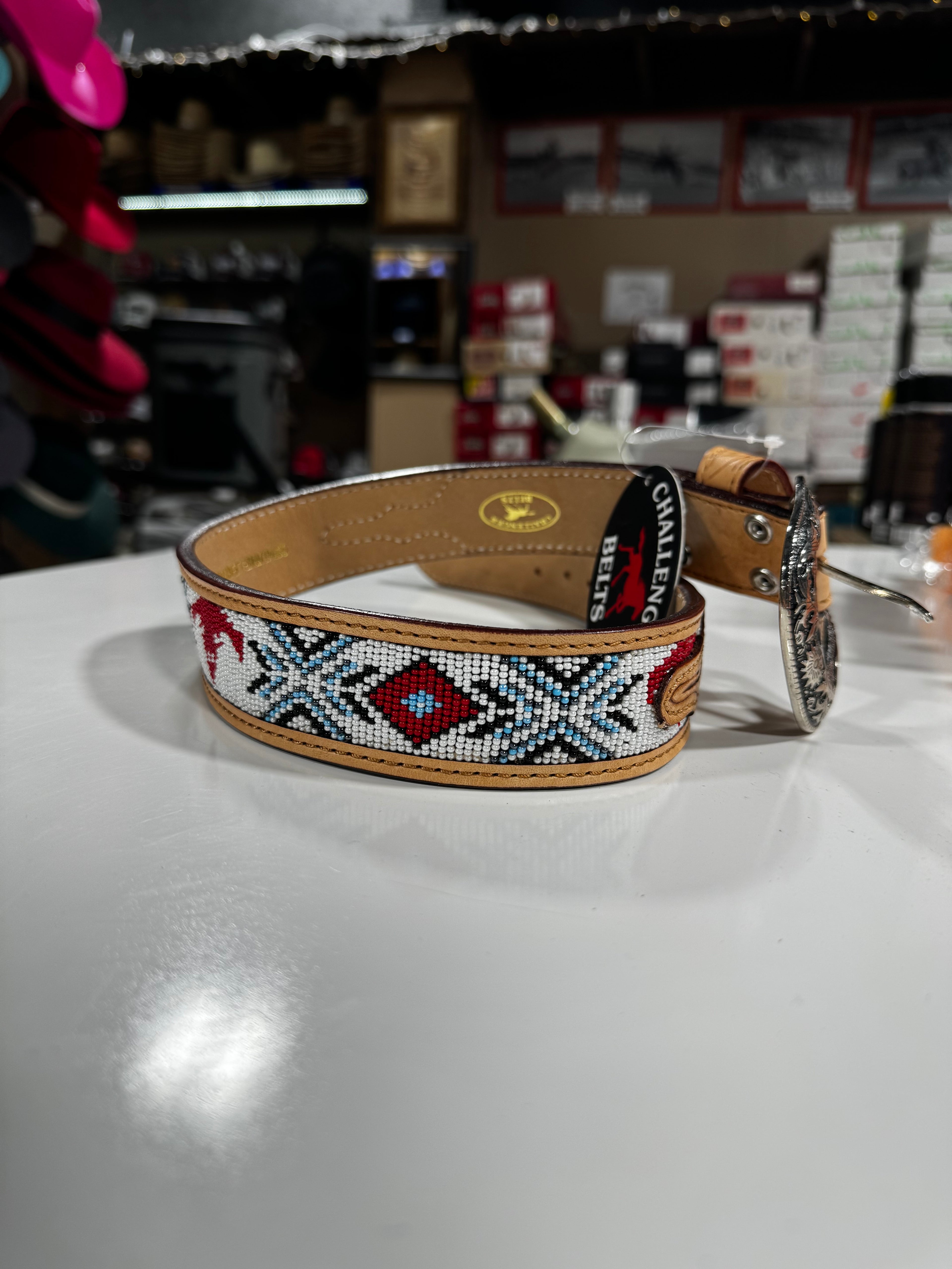 Cow Skull Beaded Belt