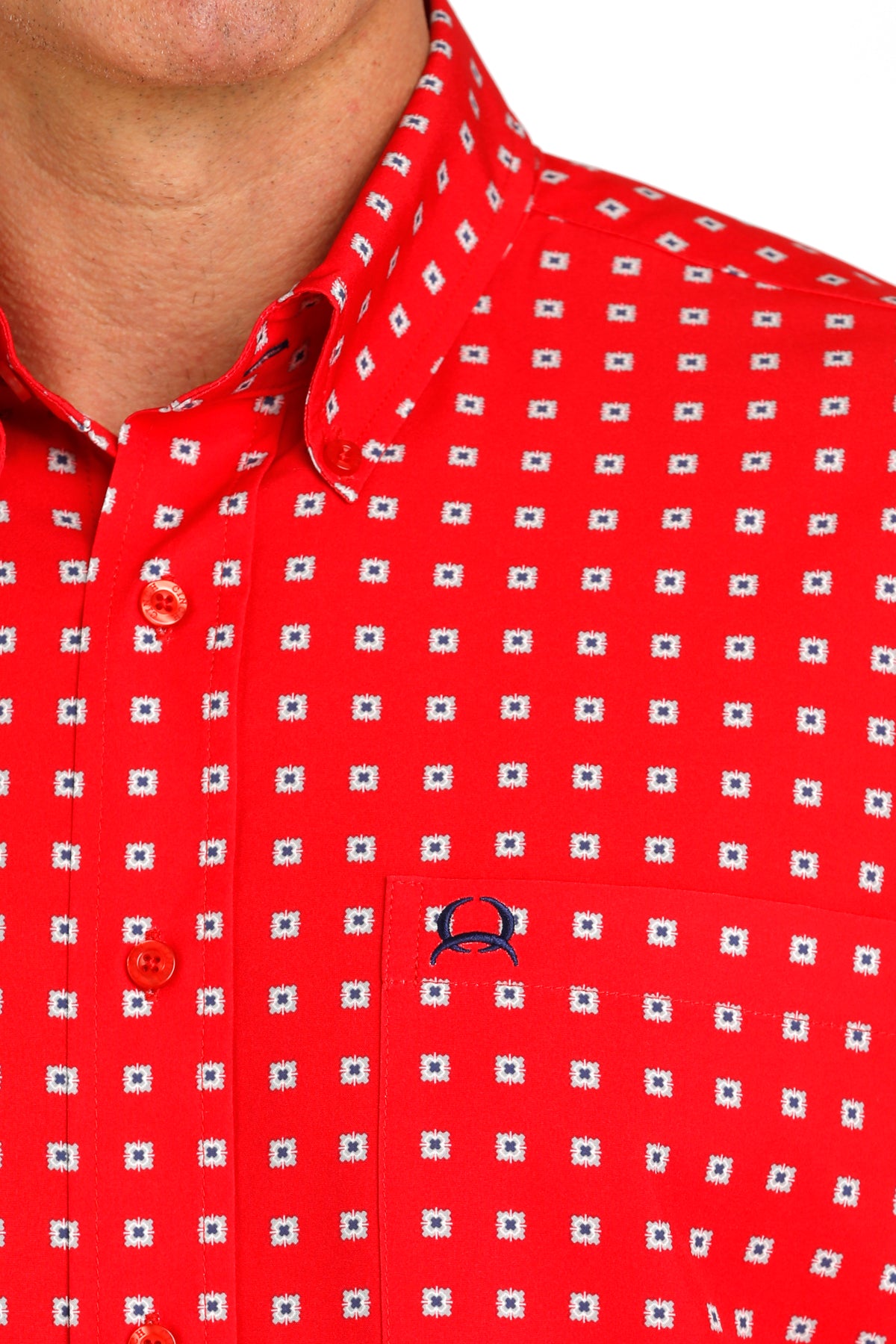 Men’s Cinch LS Red Patterned Shirt (2028)