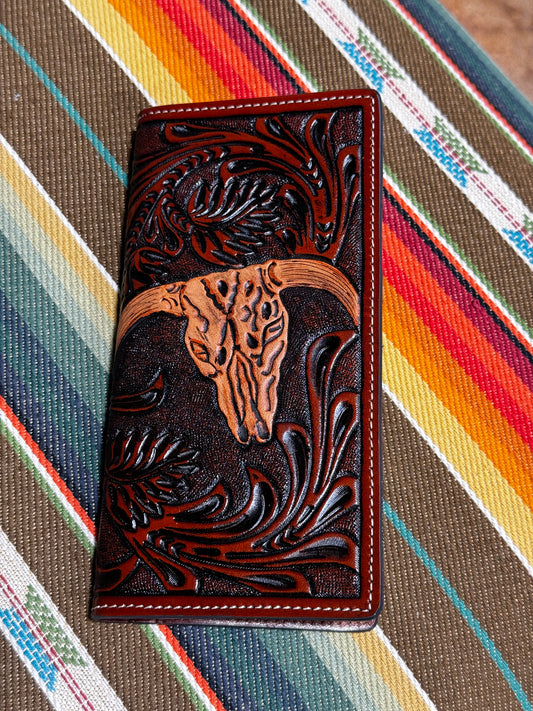 3D Longhorn Tooled Leather Rodeo Wallet (dw905)