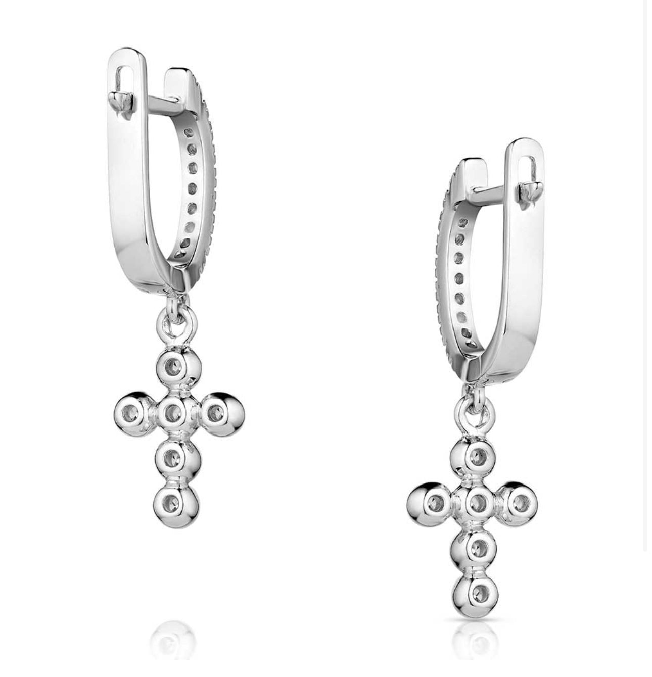 Simple Belief Crystal Cross Earrings