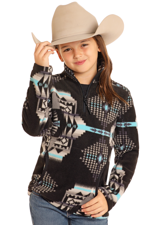 Girls Aztec Printed Fleece Pullover (4140)