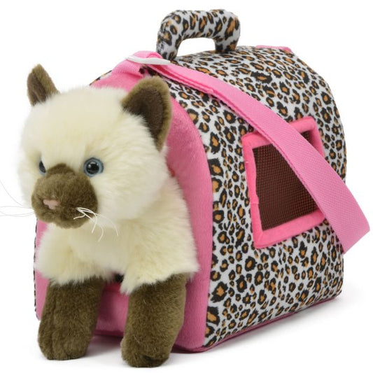 8.5" Siamese Cat in Carrier