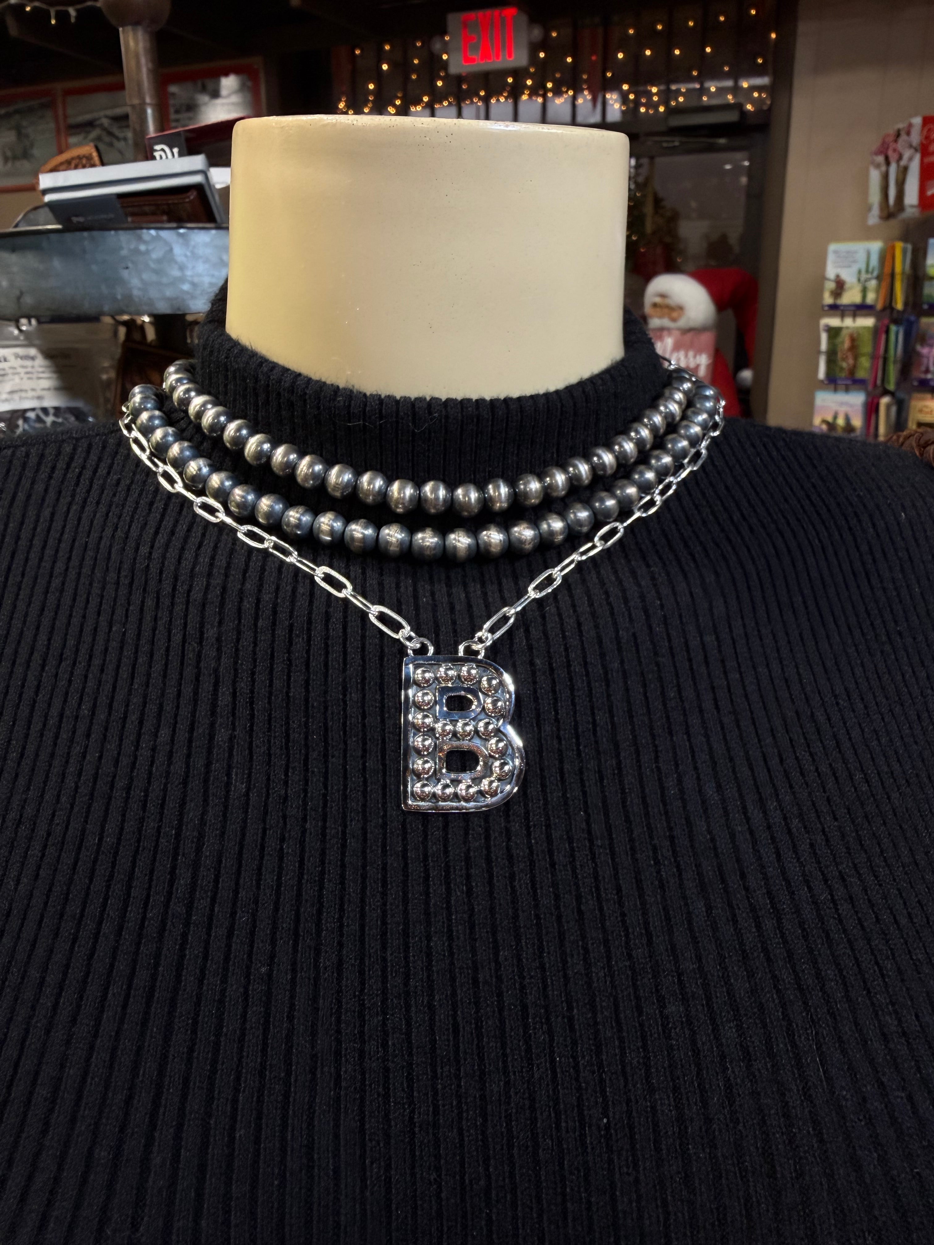 Navajo Pearl Initial Necklace