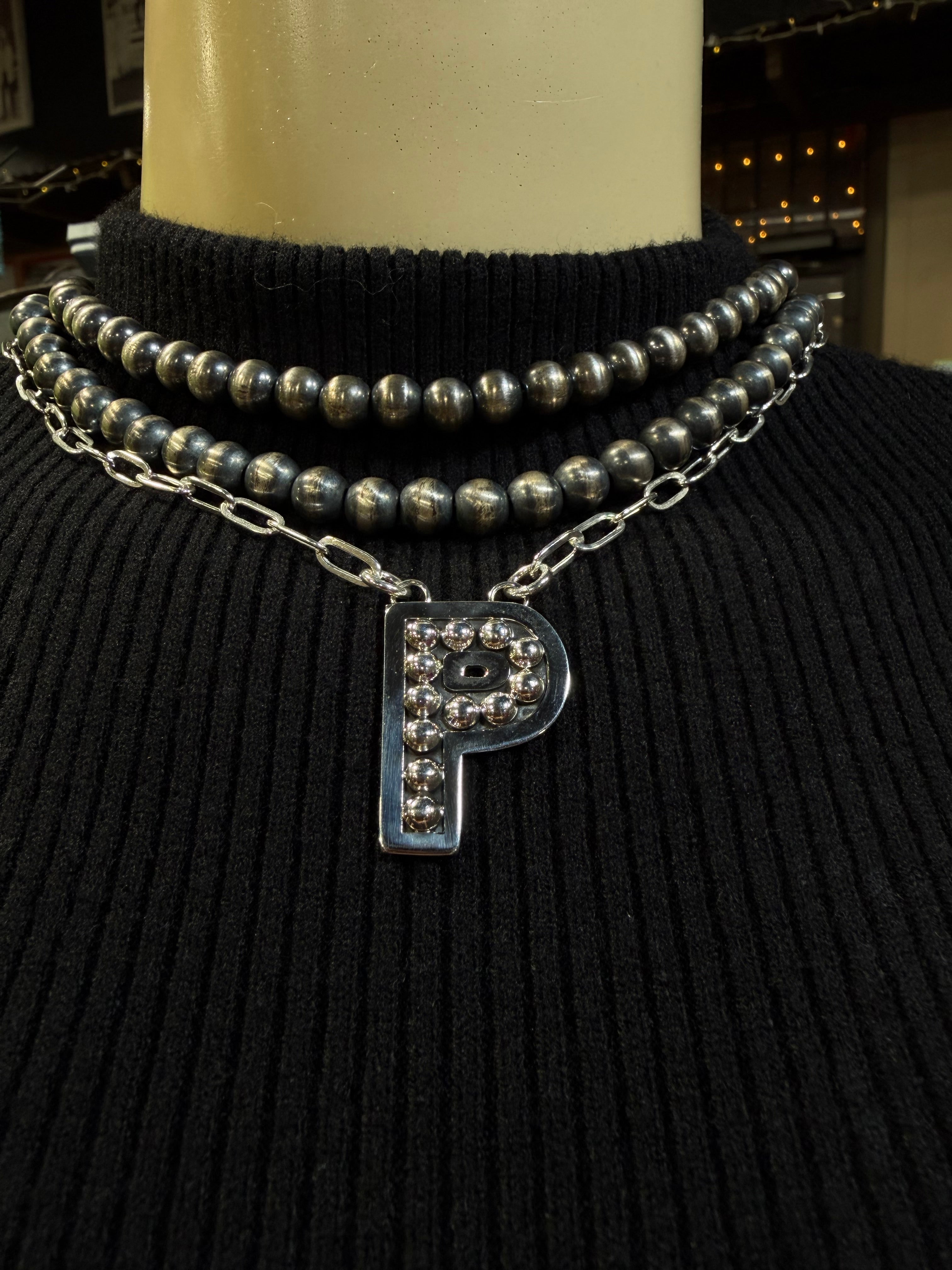 Navajo Pearl Initial Necklace
