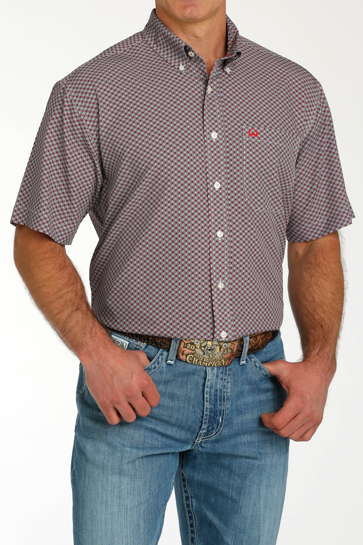 Men’s Cinch Red Flower Shirt (4138)