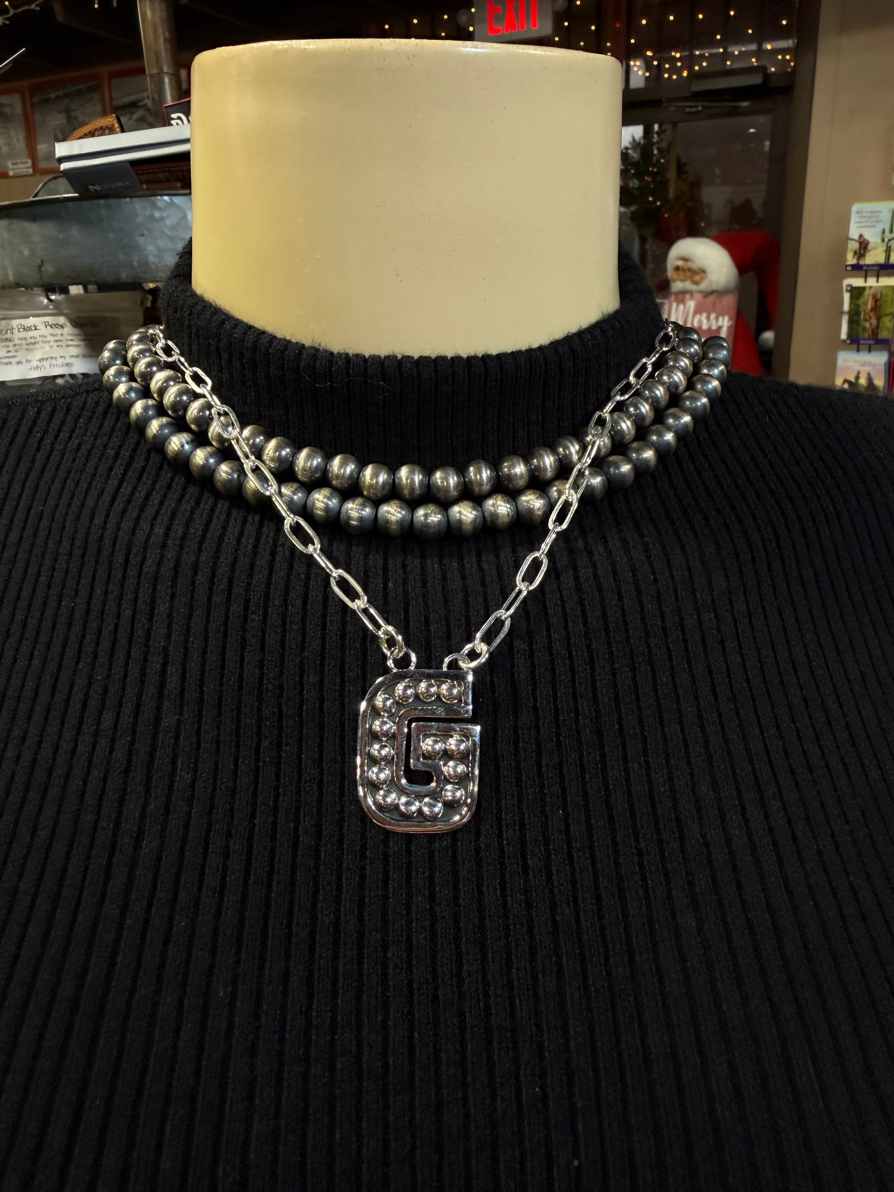 Navajo Pearl Initial Necklace