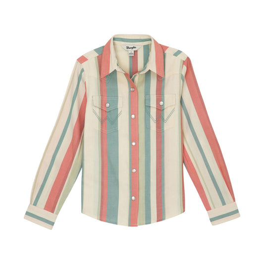 Girls Western Top - Coral/Teal