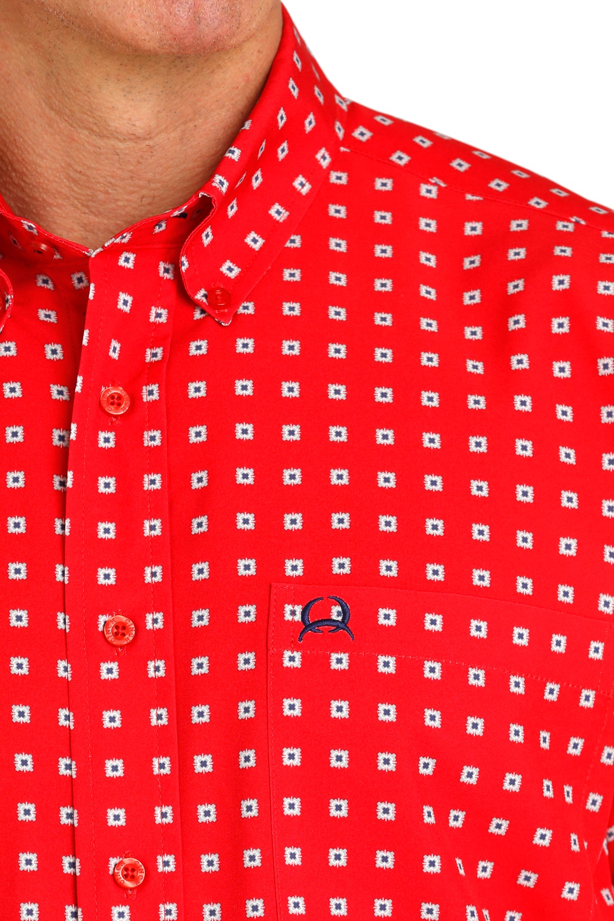 Men’s Cinch SS Red Patterned Shirt (4137)