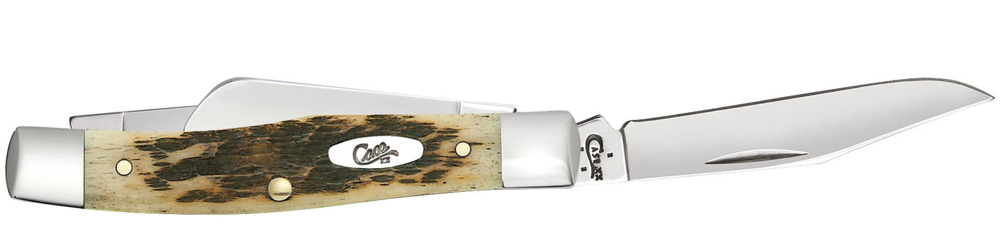 Peach Seed Jig Amber Bone CS Medium Stockman with Pen Blade (00079)