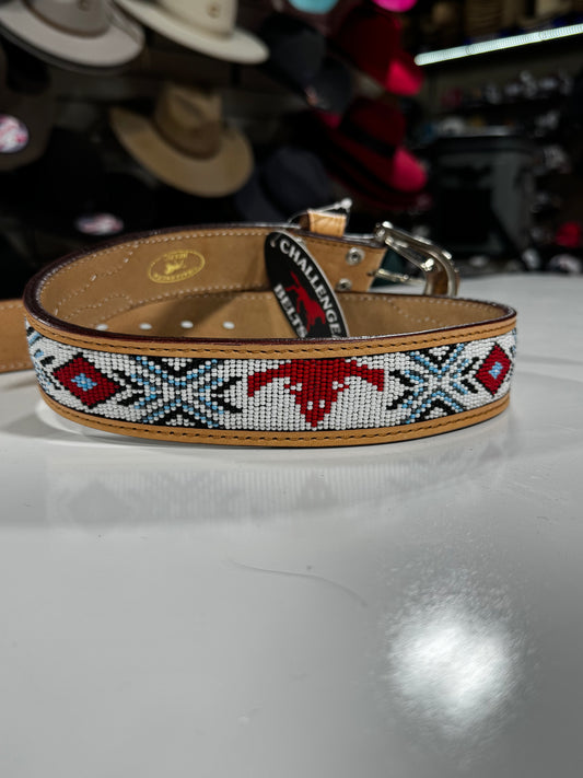 Cow Skull Beaded Belt