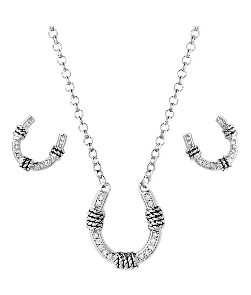 Roped Horseshoe Crystal Jewelry Set