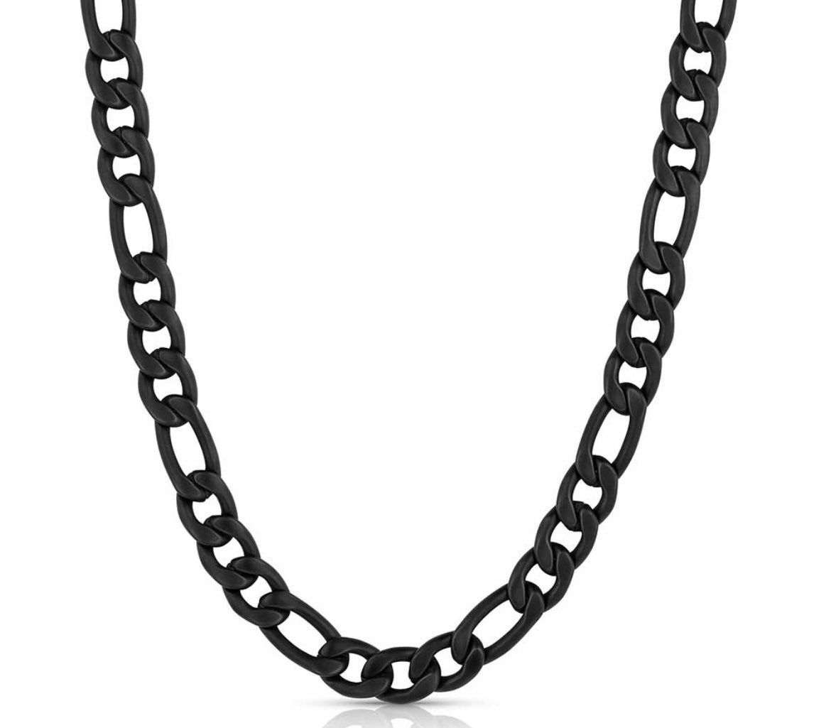 Midnight Onyx Figaro Chain Necklace