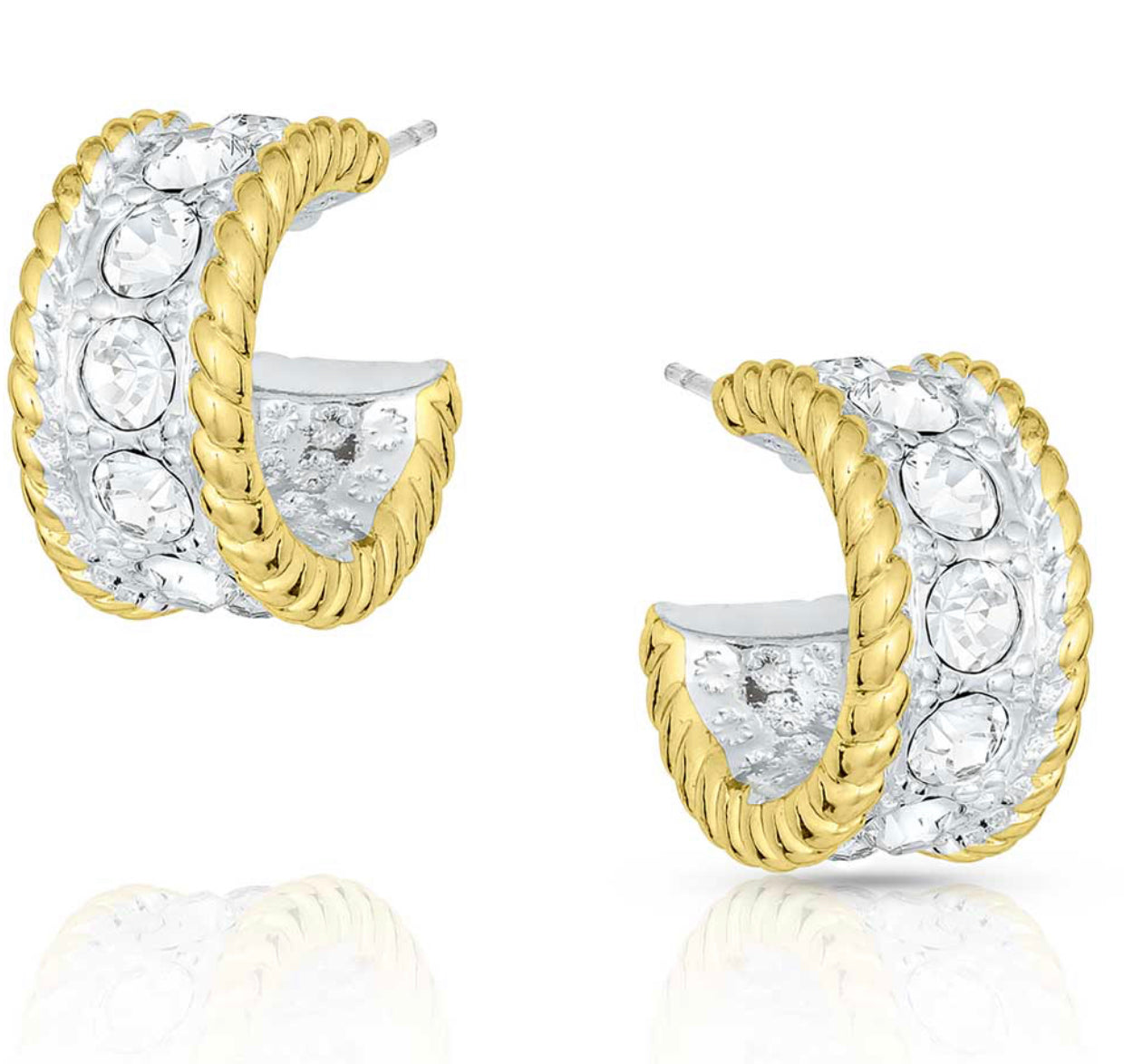 Crystal Shine in Gold Small Hoop Earrings (ER61133)